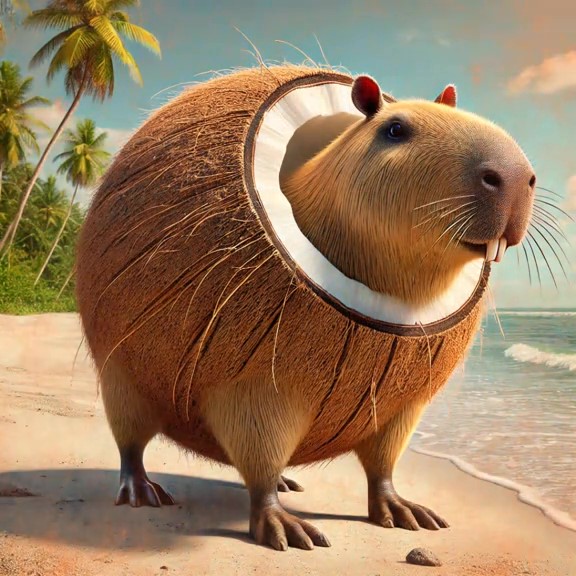 Burbaloni Lulilolli capybara character inside coconuts