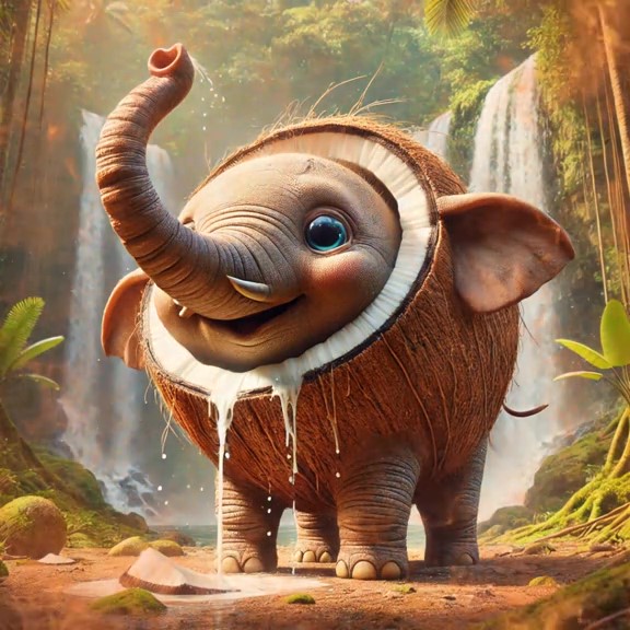 The iconic Cocofanto Elefanto: an elephant with coconut-like features